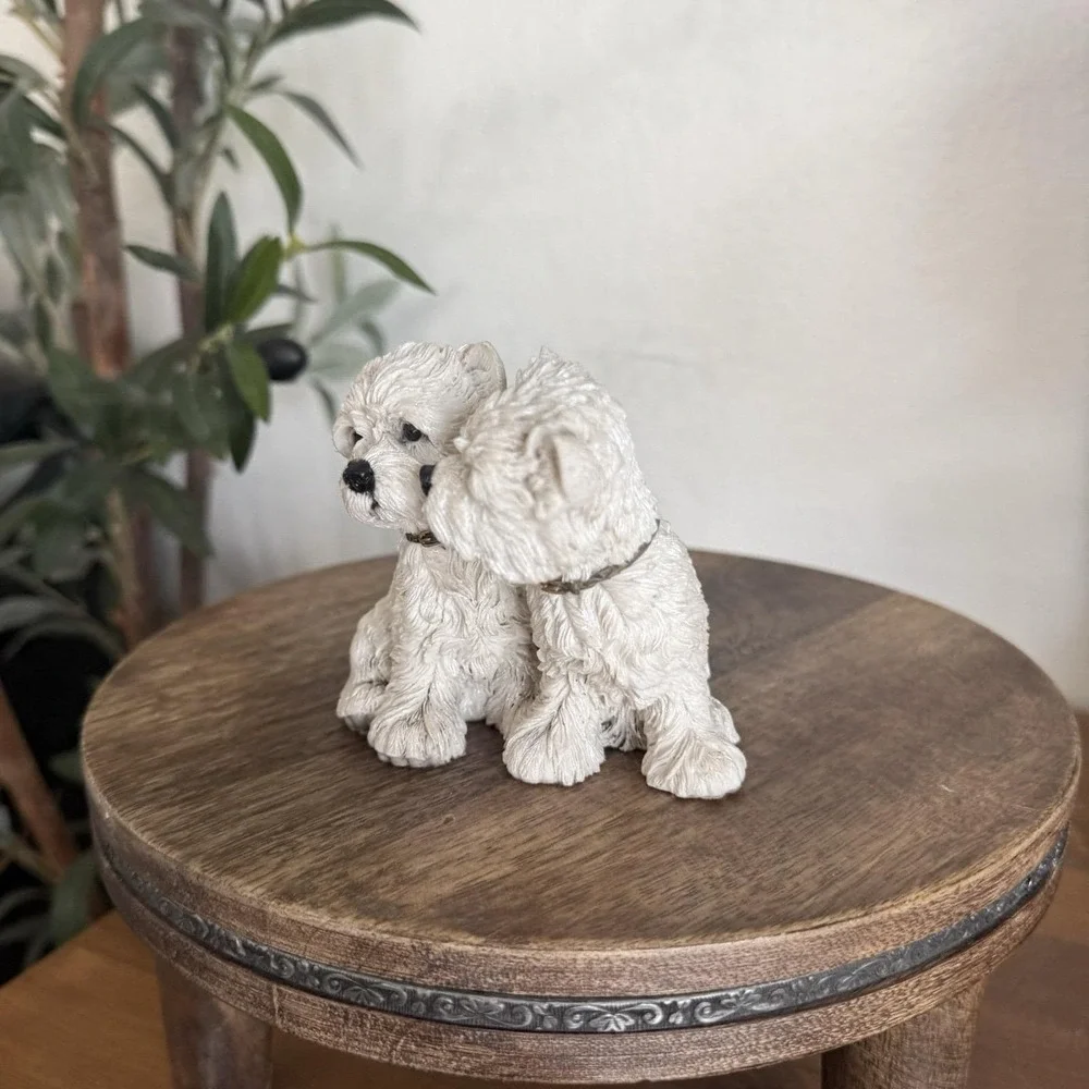 VTG 1997 Barkers West Highland Terrier Dogs Puppies Resin Figurine Snowy&Frosty